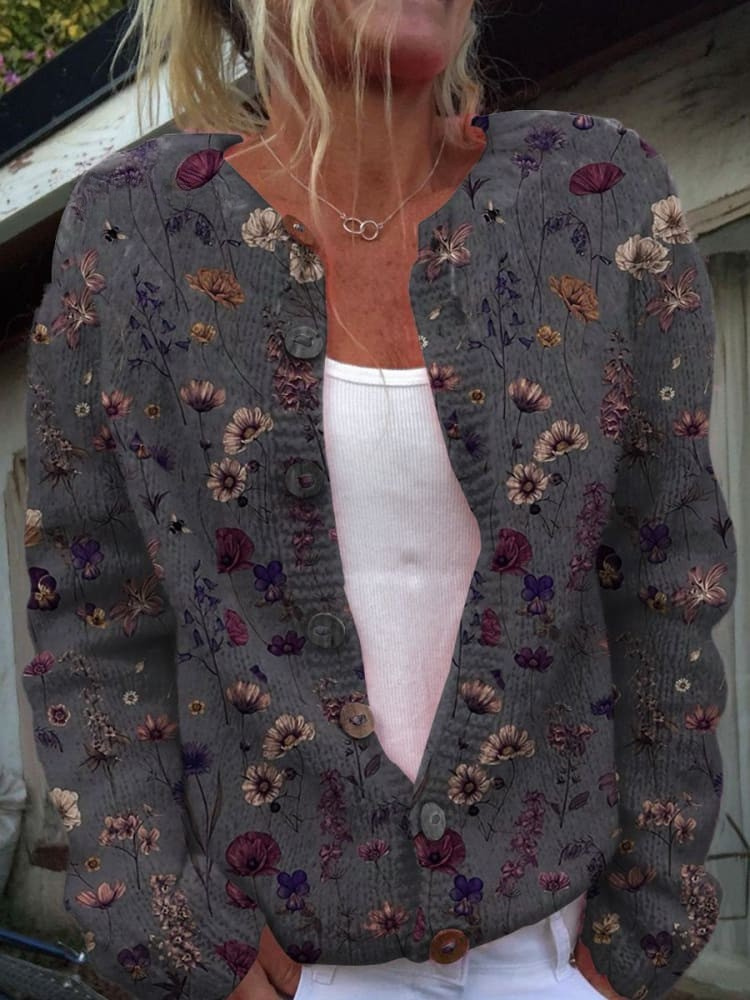 Floral print cardigan with buttons