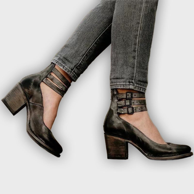 Ever - Women’s Round Toe Chunky Heels - Stylish Comfort for Every Occasion