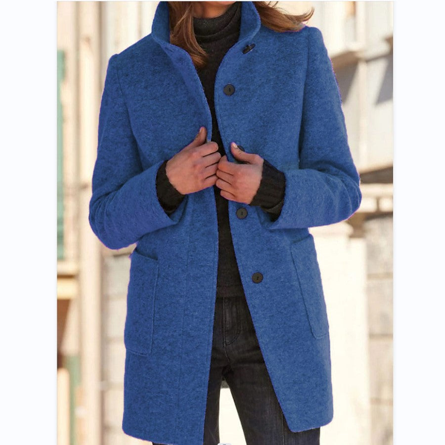 Autumn - RETRO WOMEN'S WIND JACKET WITH BUTTONS AND STAND COLLAR