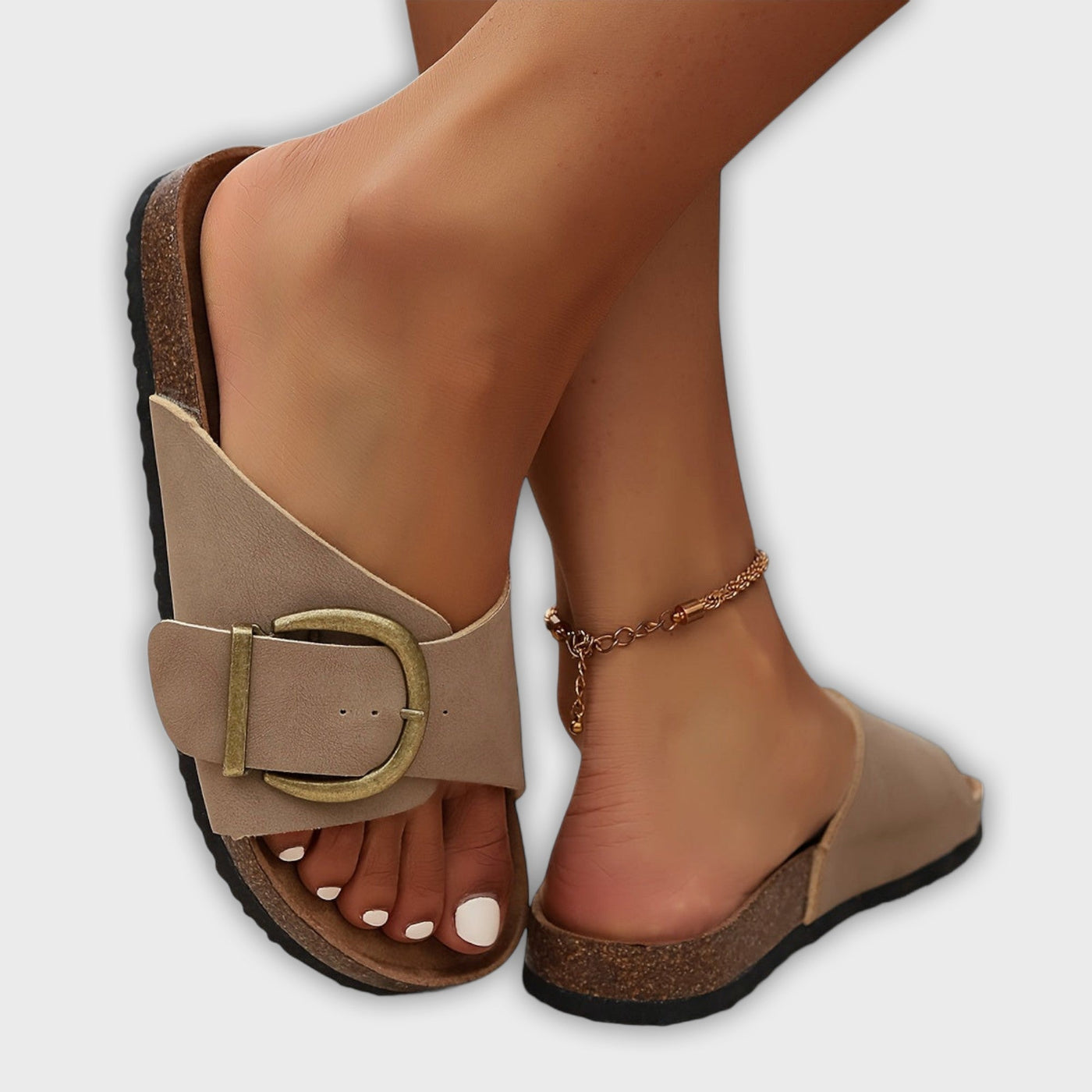 Margie - Women's Cork Sandals with Buckle Strap