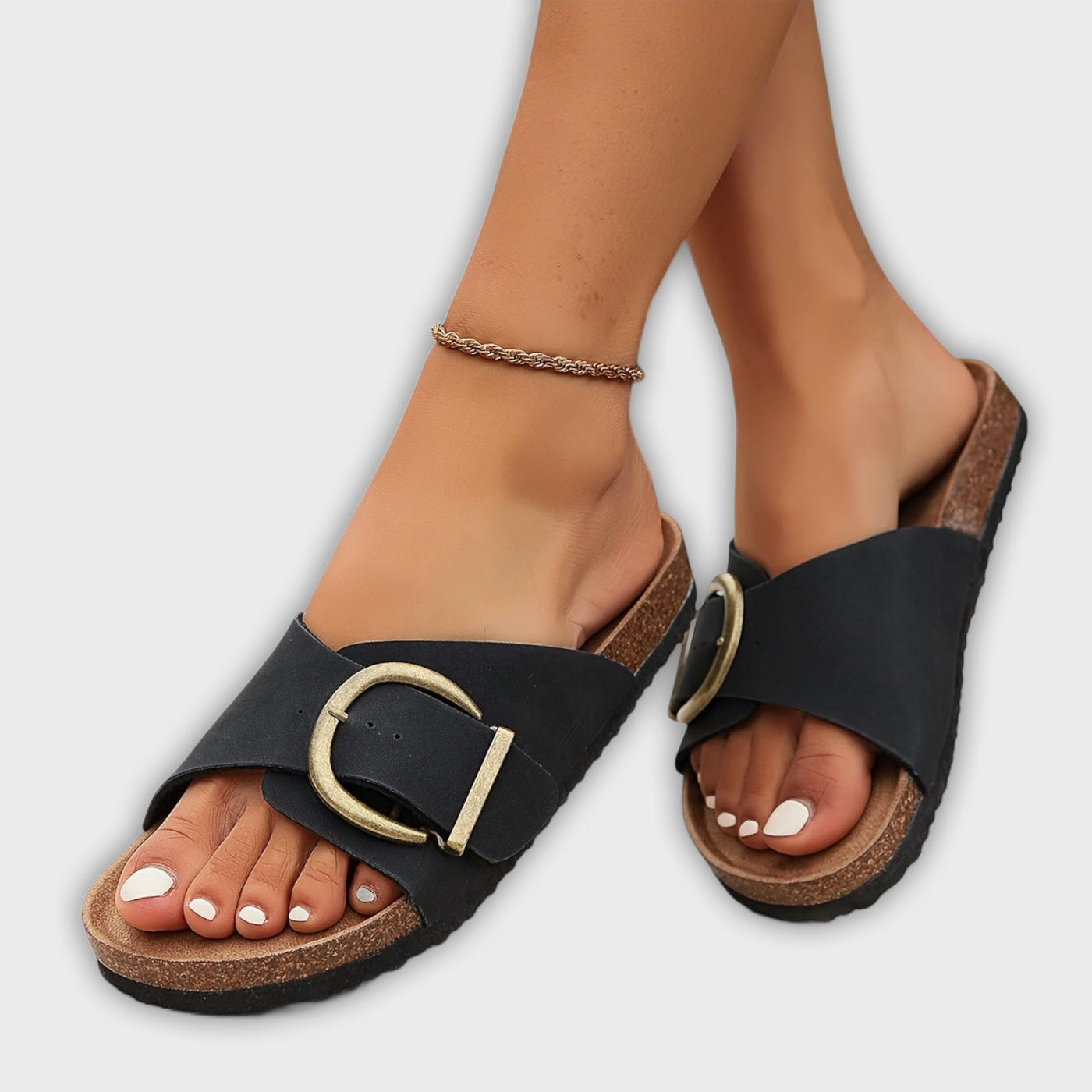 Margie - Women's Cork Sandals with Buckle Strap