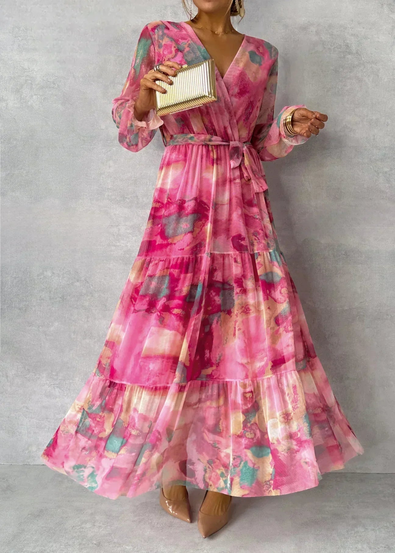 Catherine - Elegant Floral Swing Maxi Dress