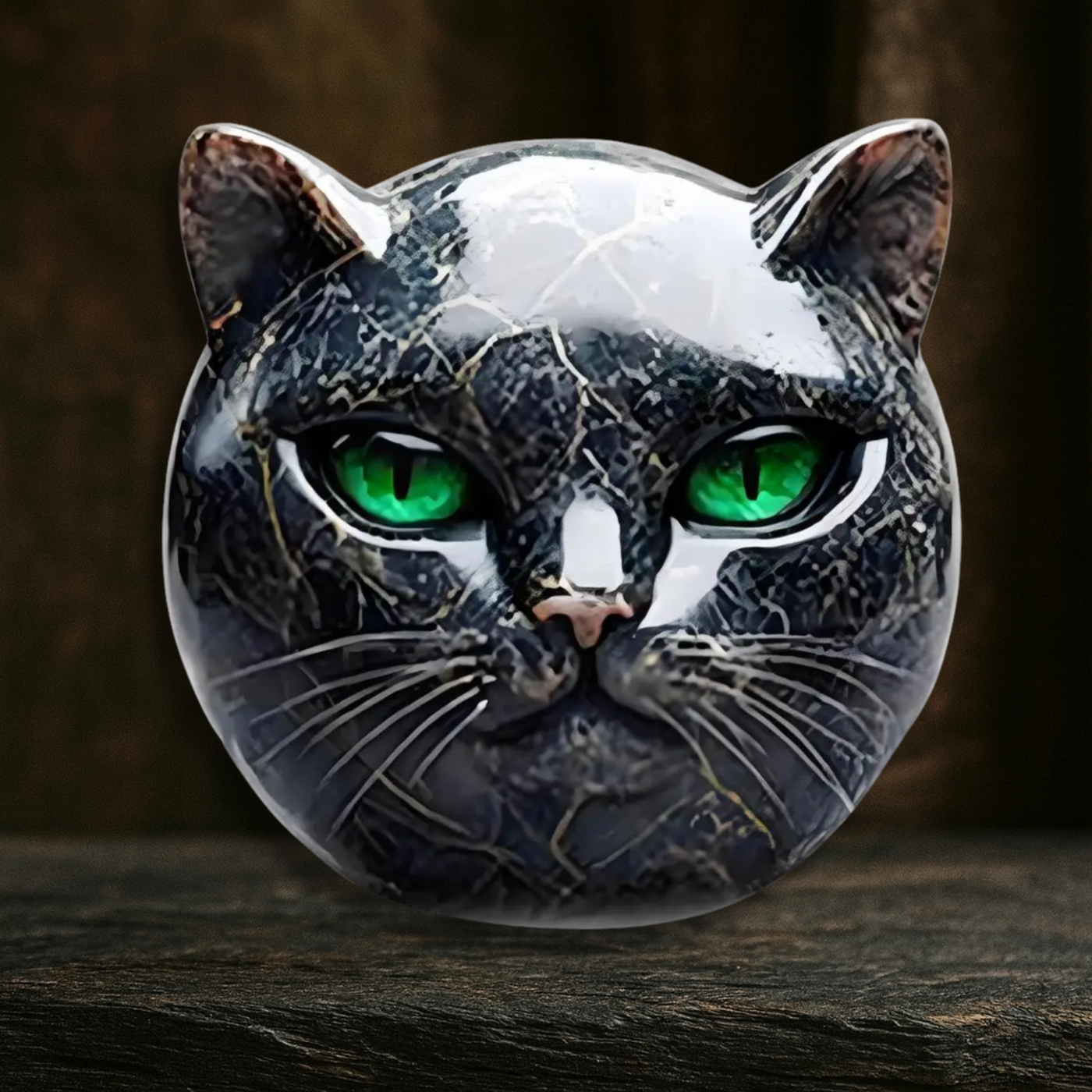Whiskers - Black Cat Stone Sculpture