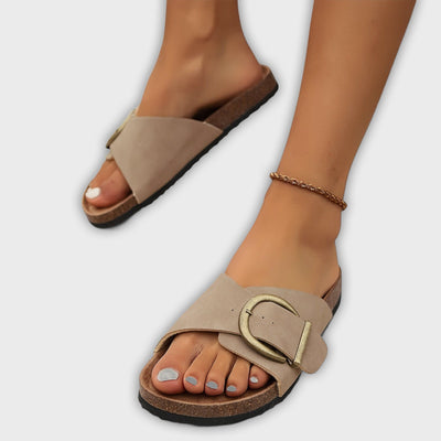 Margie - Women's Cork Sandals with Buckle Strap
