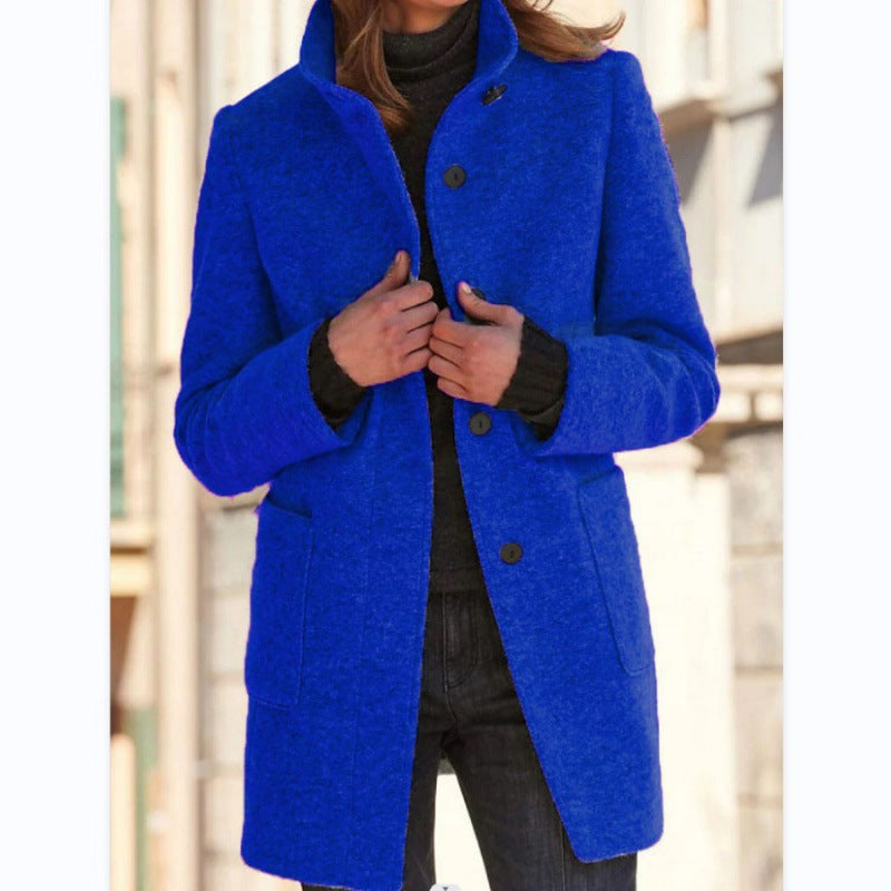 Autumn - RETRO WOMEN'S WIND JACKET WITH BUTTONS AND STAND COLLAR