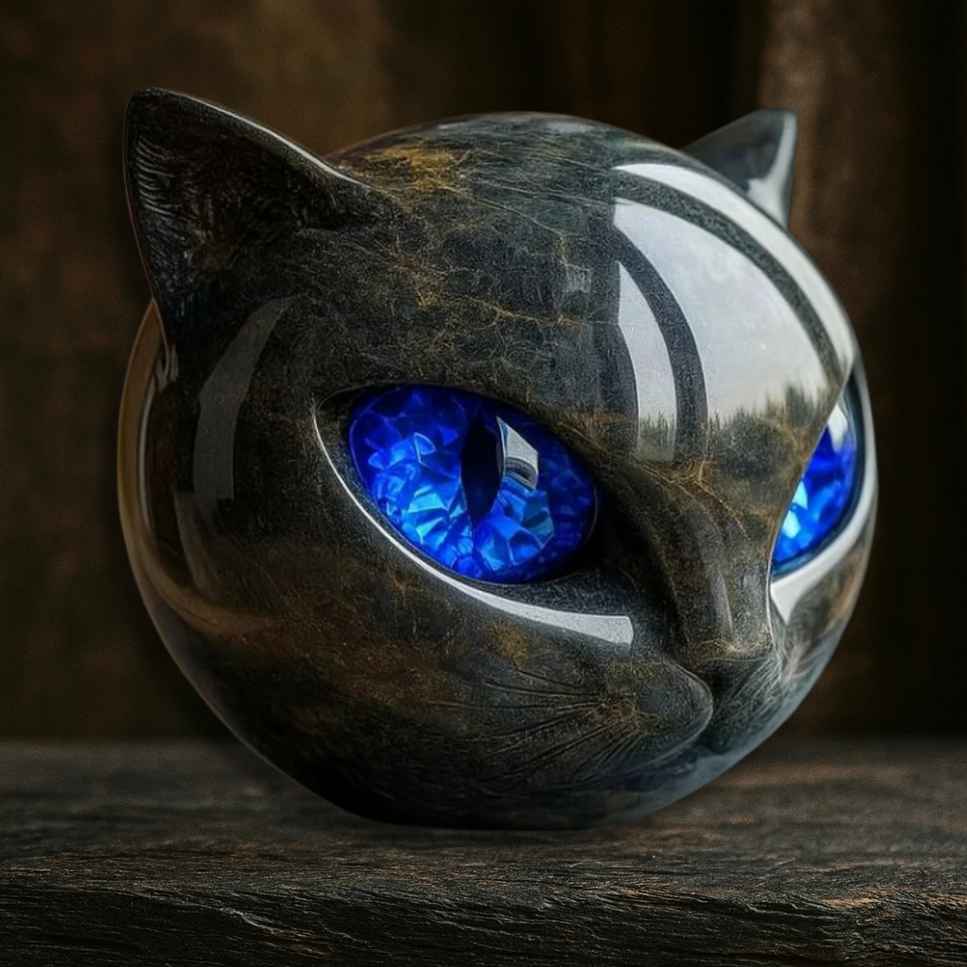 Oreo - Black Cat Stone Sculpture