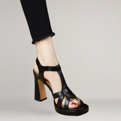 Amalfi - Handcrafted faux leather sandals with high heels