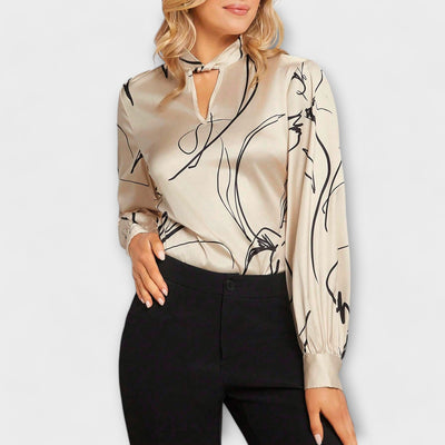 Eva - Elegant blouse with line pattern and keyhole detail