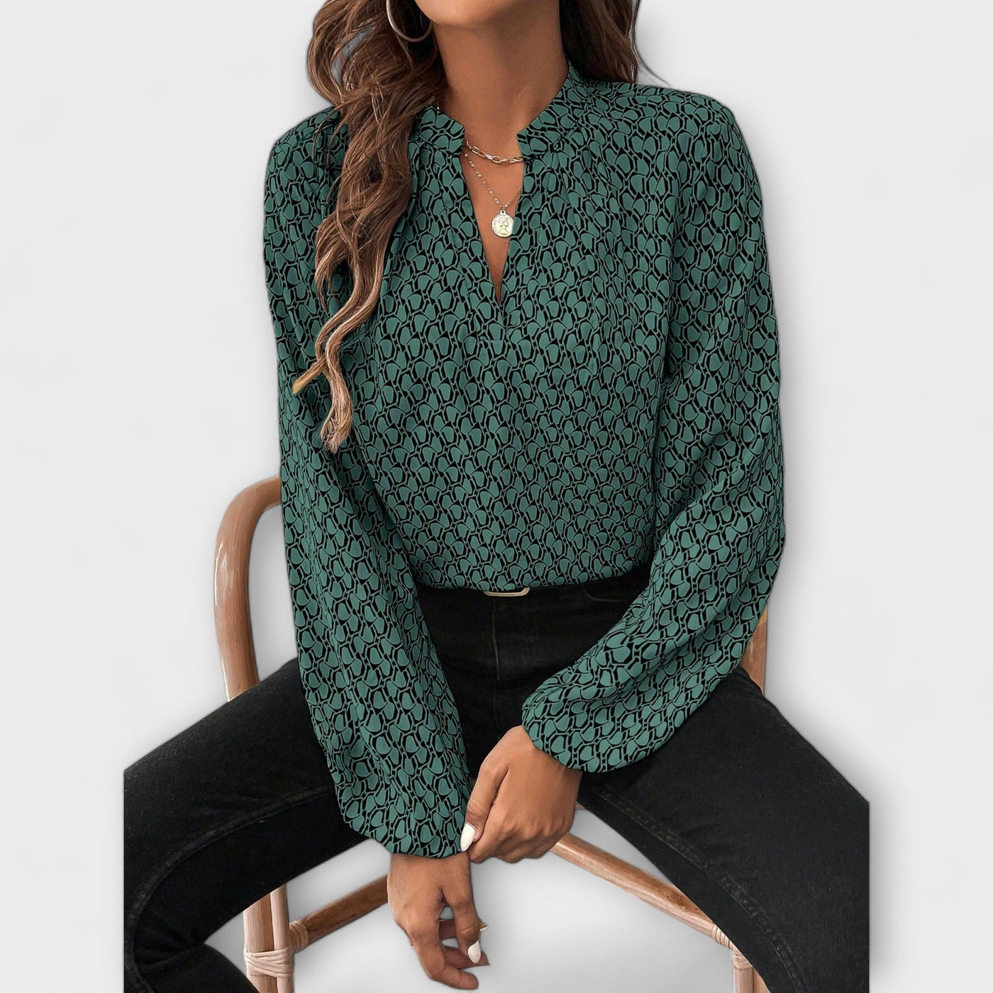 Remy - Relaxed Blouse with Pattern and Elegant Sleeves