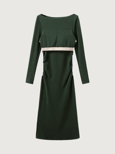 Thalina Ruched Sides Brami Midi Dress - FLATTERING, RUCHED MIDI DRESS WITH ADJUSTABLE SIDES