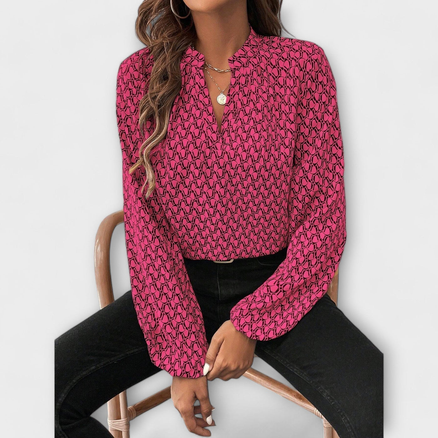 Remy - Relaxed Blouse with Pattern and Elegant Sleeves