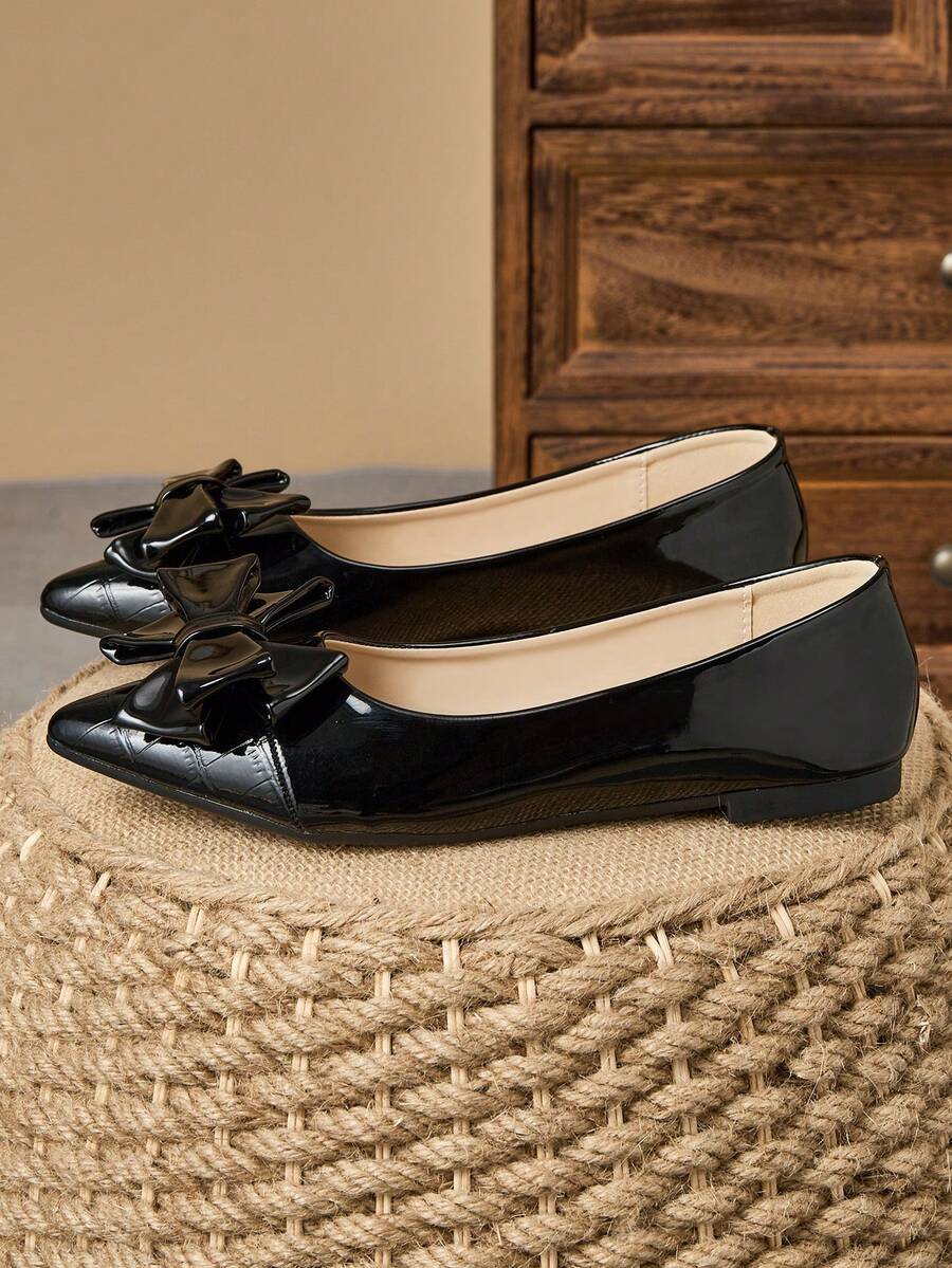 Zephara Patchwork - STYLISH FLAT SHOES WITH BOW TIE DETAIL