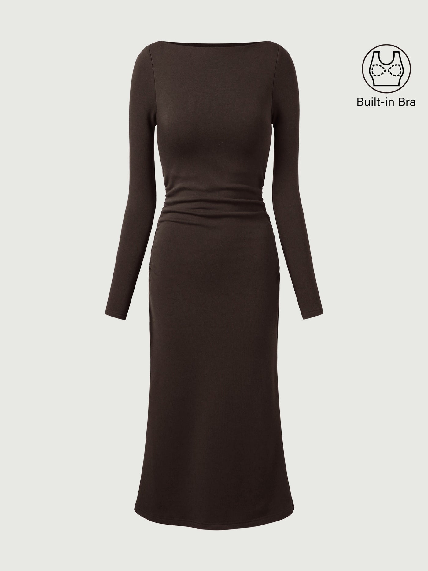 Thalina Ruched Sides Brami Midi Dress - FLATTERING, RUCHED MIDI DRESS WITH ADJUSTABLE SIDES