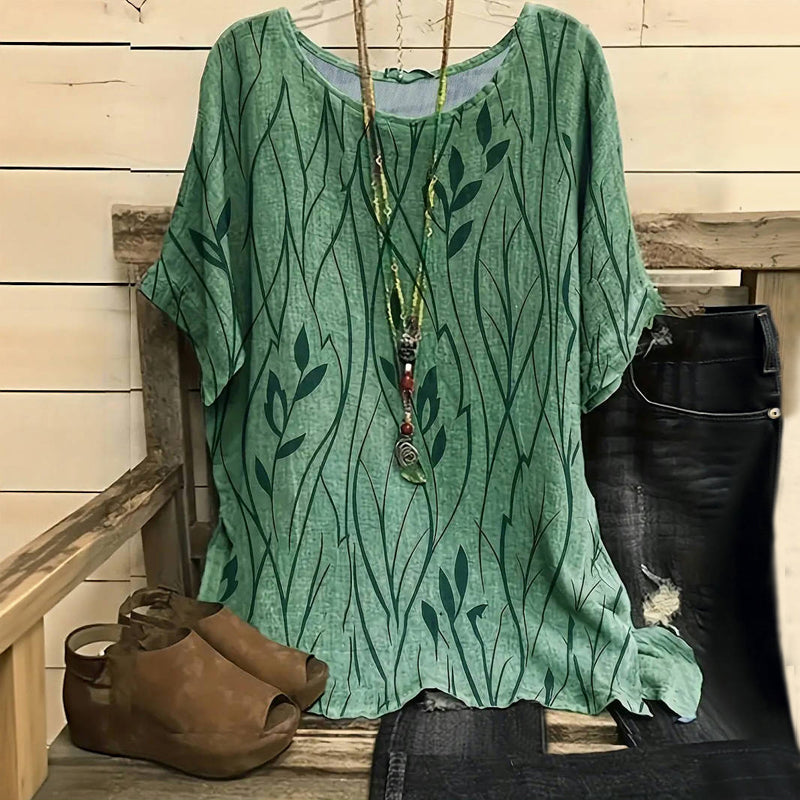 Sophie™ - VINTAGE BLOUSE WITH LEAF PRINT