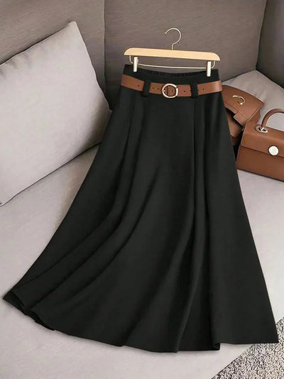 Women's Solid Color A-Line High Waist Skirt