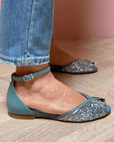 BRIGITTA - Eleganti Sandali Bassi Glitter Perfetti per Ogni Occasione