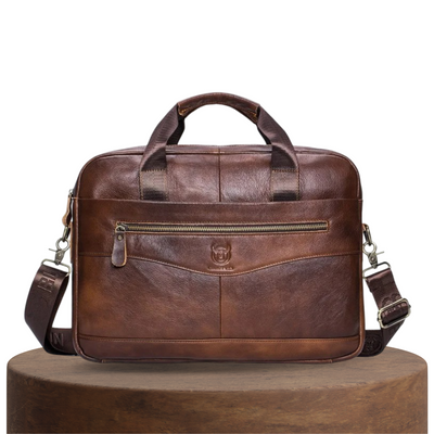 Mason - Professional Leather Laptop Bag with Curved Zip Detail