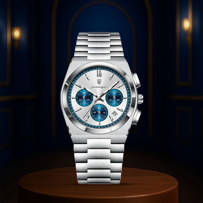 Logan | Sleek Steel Finish Modern Chronograph Build Watch