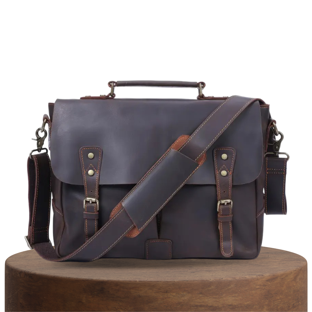 Beau - Vintage Leather Messenger with Classic Buckle Flap