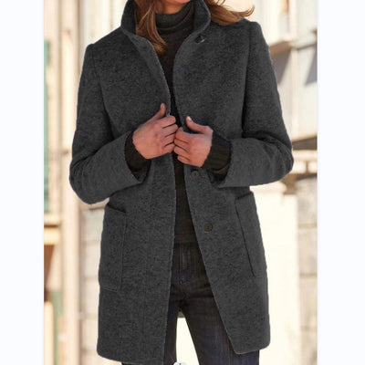 Autumn - RETRO WOMEN'S WIND JACKET WITH BUTTONS AND STAND COLLAR