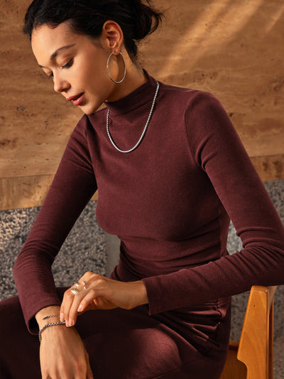 Solenne - STYLISH CROP TOP WITH MOCK NECK DESIGN