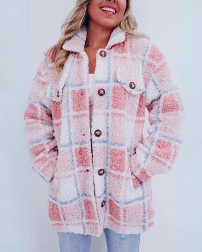 ELINARA - Checkered fleece jacket