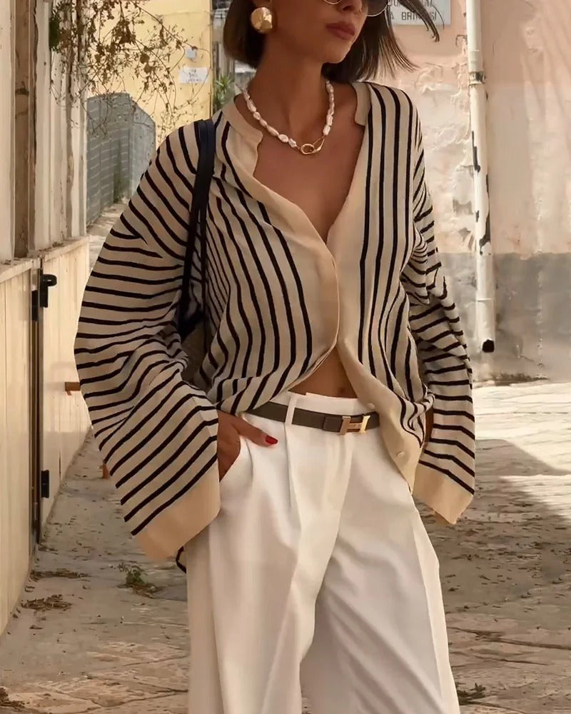 Nancy™ - STRIPED BLOUSE WITH ELEGANT DESIGN