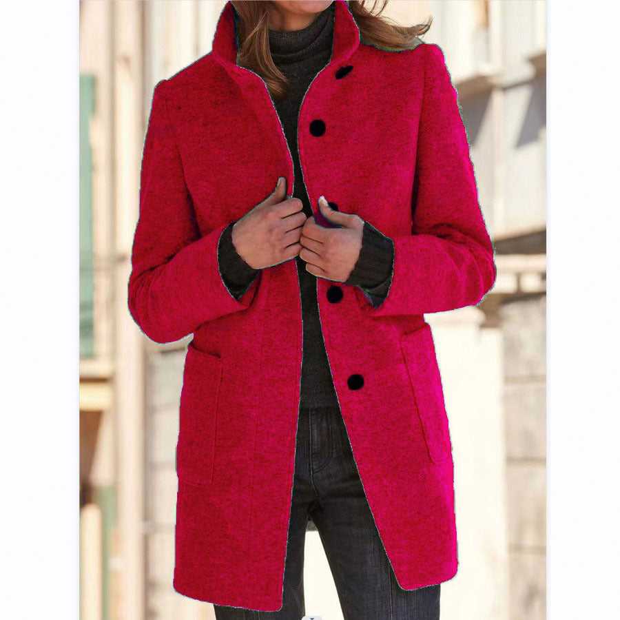 Autumn - RETRO WOMEN'S WIND JACKET WITH BUTTONS AND STAND COLLAR