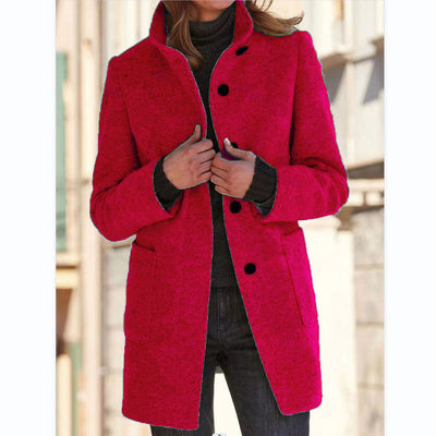Autumn - RETRO WOMEN'S WIND JACKET WITH BUTTONS AND STAND COLLAR