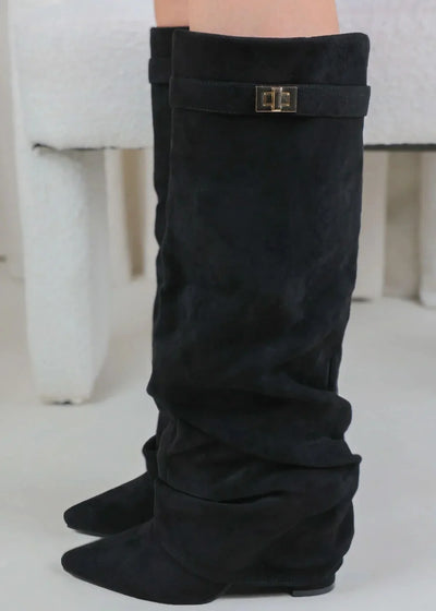 Lavista Slouchy Suede knee high boots - Black