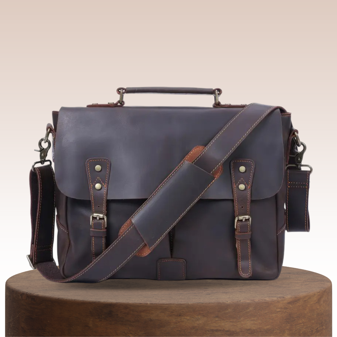 Beau - Vintage Leather Messenger with Classic Buckle Flap