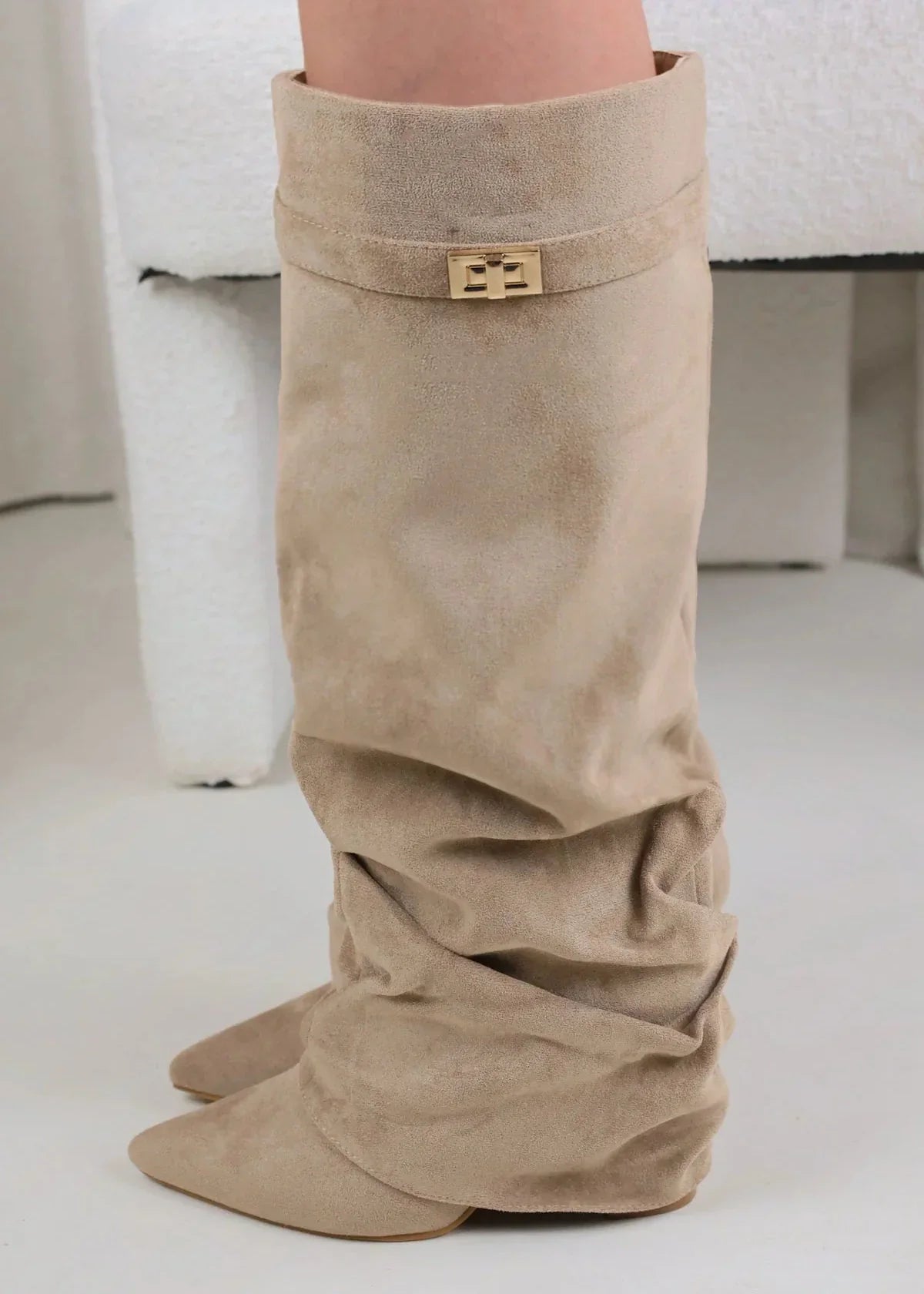 Lavista Slouchy Suede knee high boots - Beige
