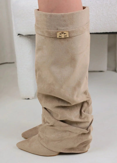 Lavista Slouchy Suede knee high boots - Beige