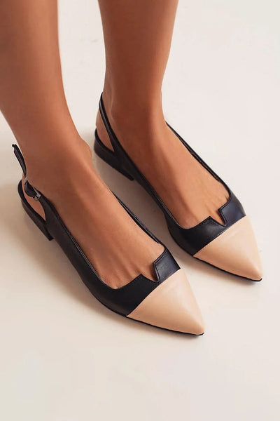 VITTORIA - Elegant ballet flats with toe cap and two-tone details for a refined style