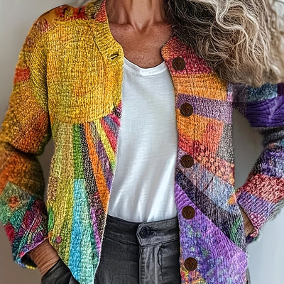 Lyra – VIBRANT 3D RAINBOW FLORAL CARDIGAN
