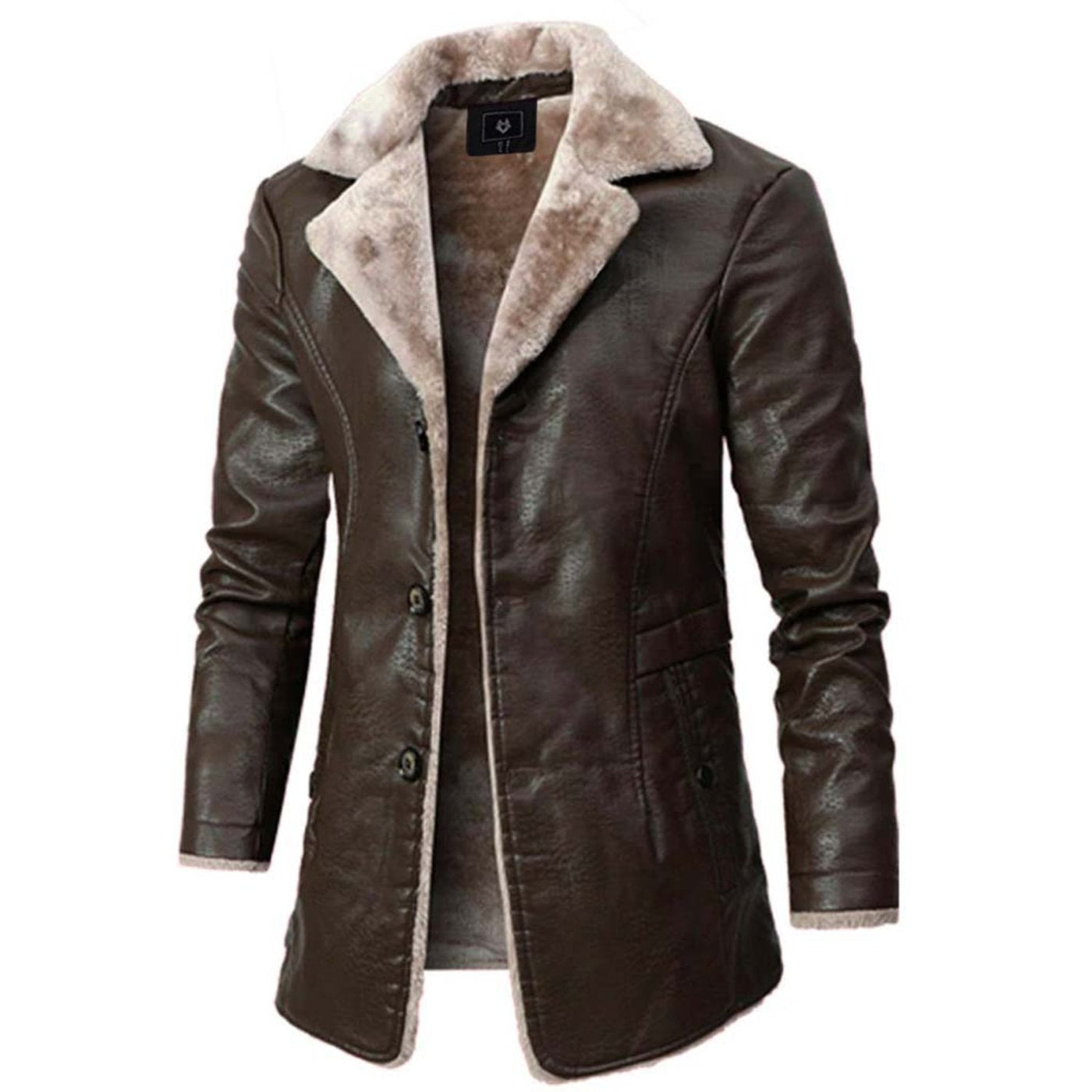 Lex - Lapel collar faux fur button closure coat