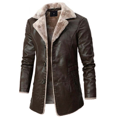 Lex - Lapel collar faux fur button closure coat
