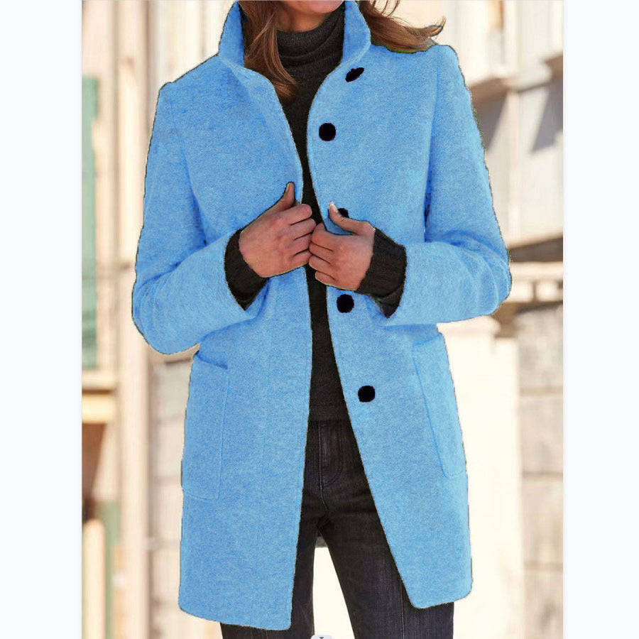 Autumn - RETRO WOMEN'S WIND JACKET WITH BUTTONS AND STAND COLLAR