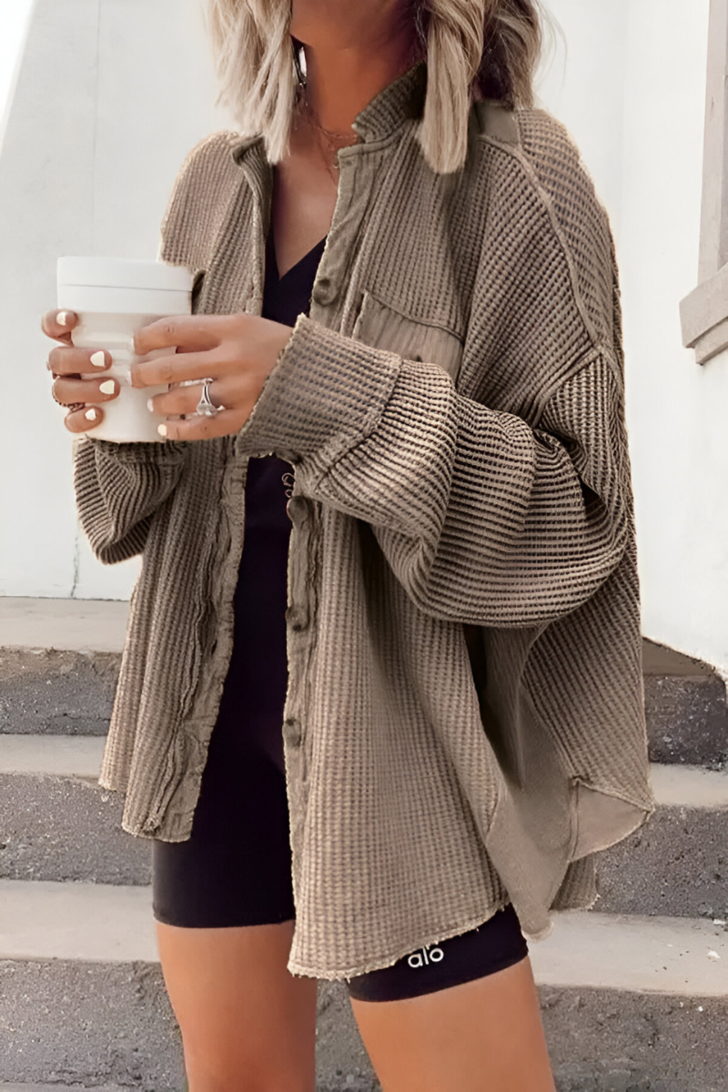 Mila - Soft Knitted Cardigan with Waffle Pattern