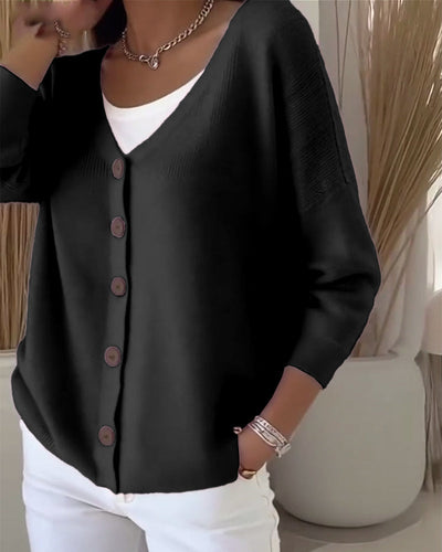 Cassie - BUTTONED PULLOVER WITH SOLID DESIGN