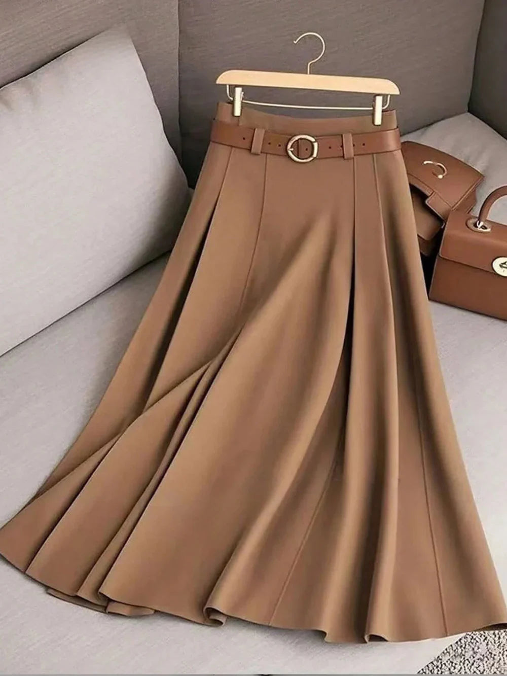 Women's Solid Color A-Line High Waist Skirt