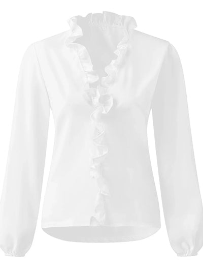 Maisie - Ruffled V-Neck Long Sleeve Blouse