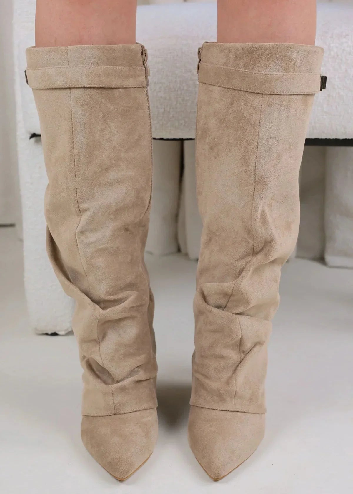Lavista Slouchy Suede knee high boots - Beige