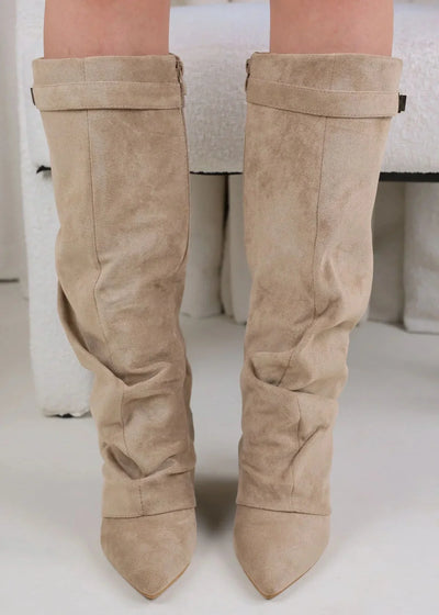 Lavista Slouchy Suede knee high boots - Beige