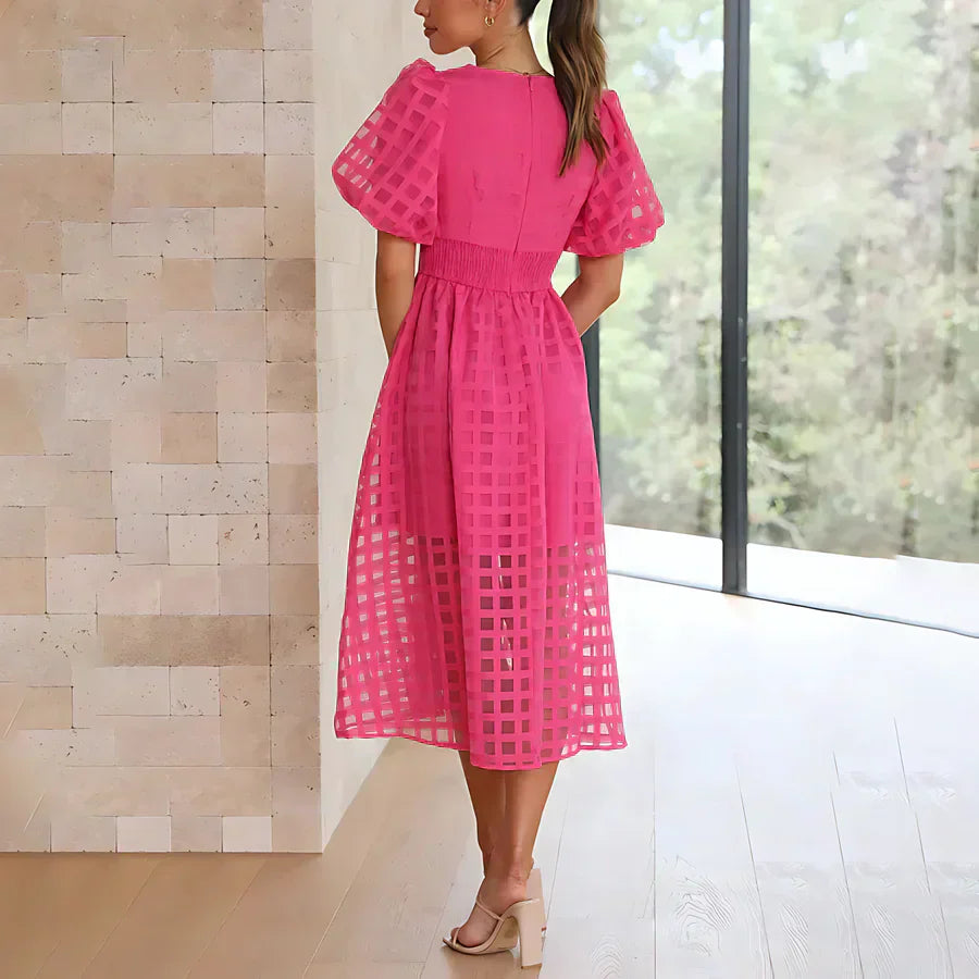 Cindy™ - Classic Midi Dress with Balloon Sleeves