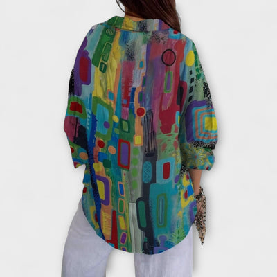 Lona - Abstract Button-Up Blouse