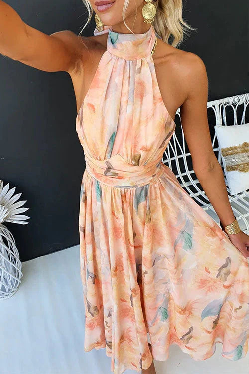 Mei™ - ELEGANT LONG ROBE WITH ARTISTIC PRINT DESIGN