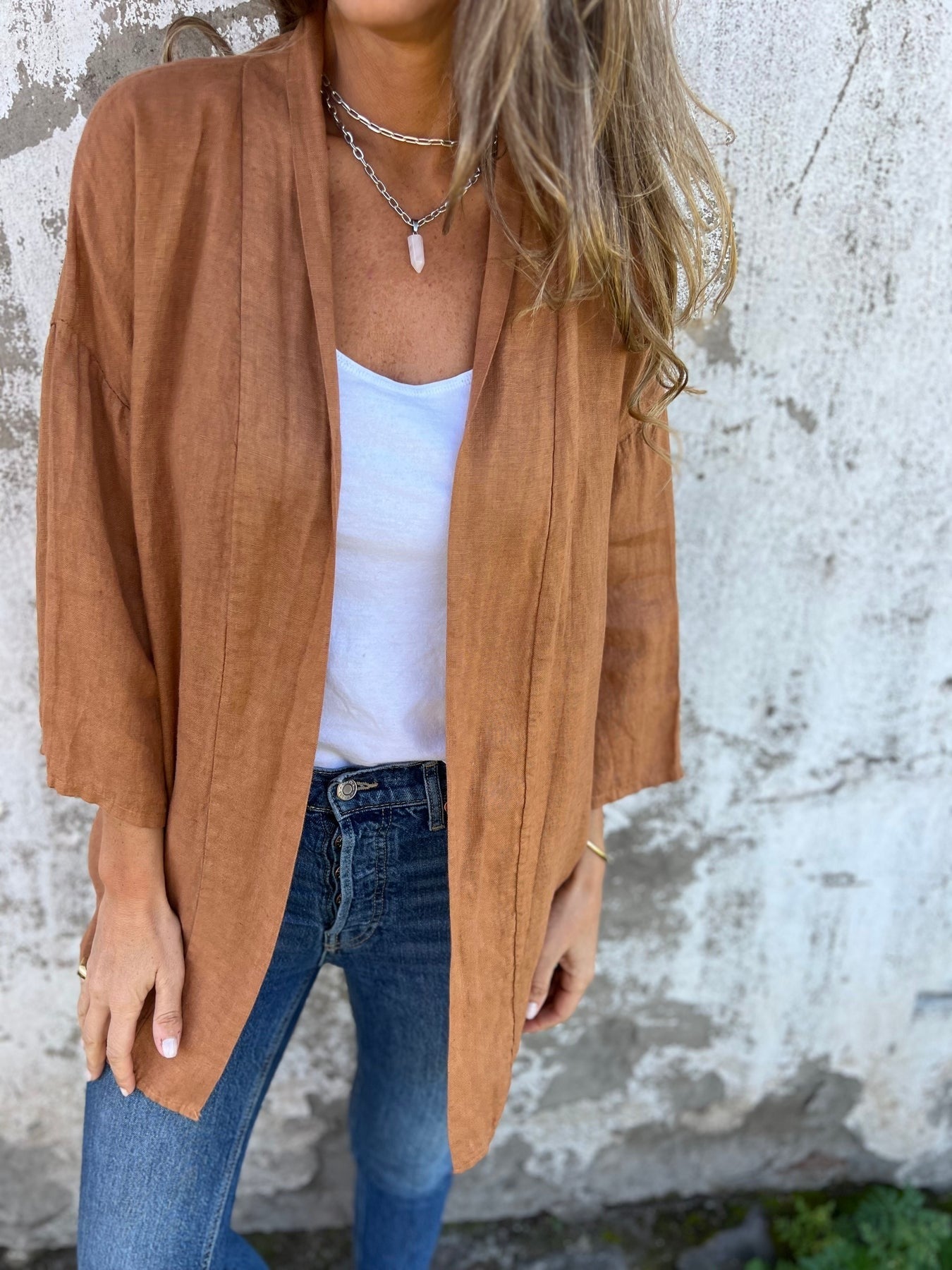 Celia - Linen Cardigan with Ruffles