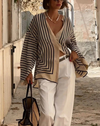 Nancy™ - STRIPED BLOUSE WITH ELEGANT DESIGN