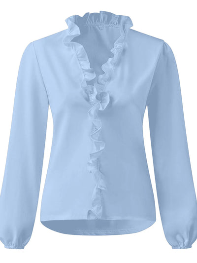 Maisie - Ruffled V-Neck Long Sleeve Blouse